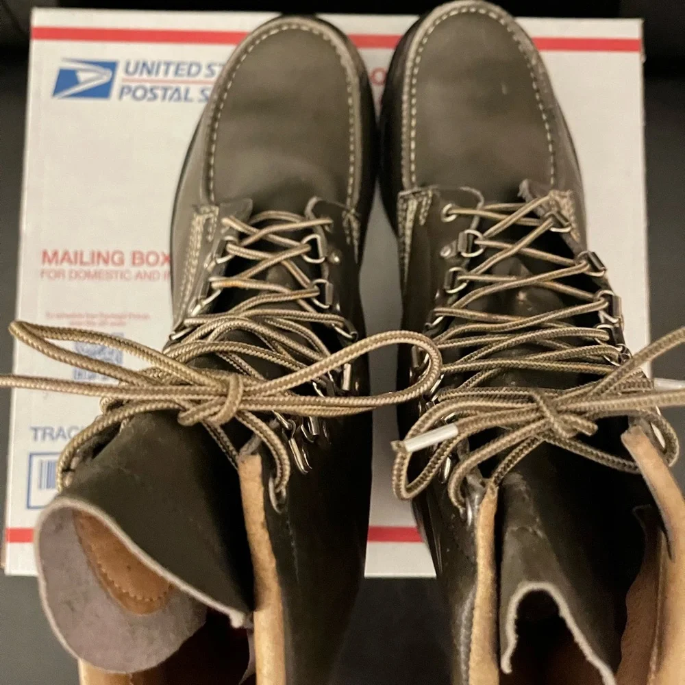 Sears Vintage 60s/70s Green‎ Leather Moc Toe Boots Size 9D